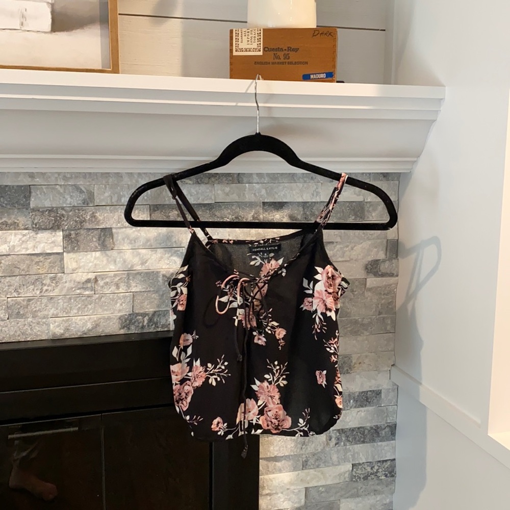Kendall and Kylie flowered crop tank top